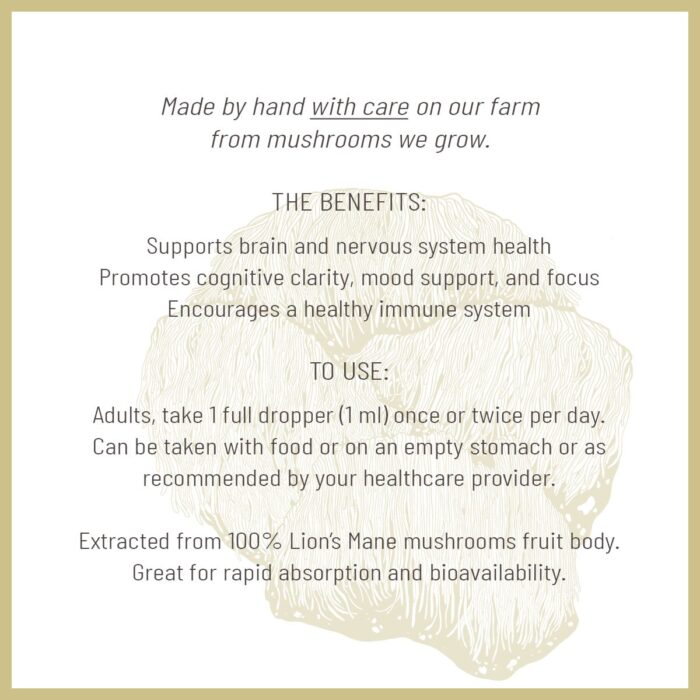 Care2Grow Lion's Mane Mushroom Fruit Body Tincture Benefits and Use Brain Health